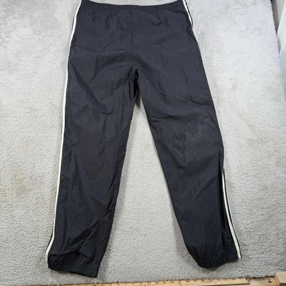 Vintage Adidas Windbreaker Pants Men Medium Black Gym Drawstring Zip Ankle Nylon - Picture 10 of 12